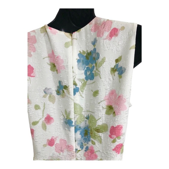Karl Lagerfeld white jacquard print floral pink green rose fit & flare dress sz8 - Picture 12 of 14